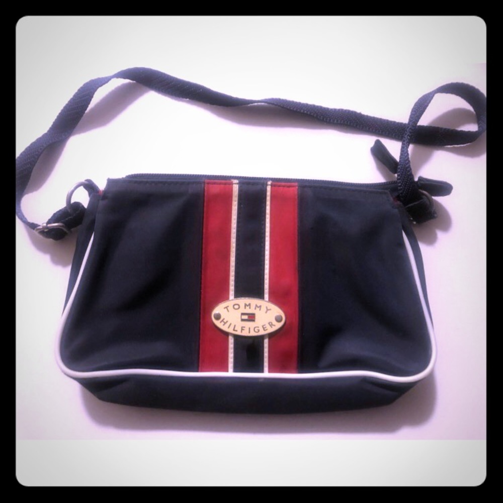 Tommy Hilfiger Vintage Navy Blue,Red & White Purse